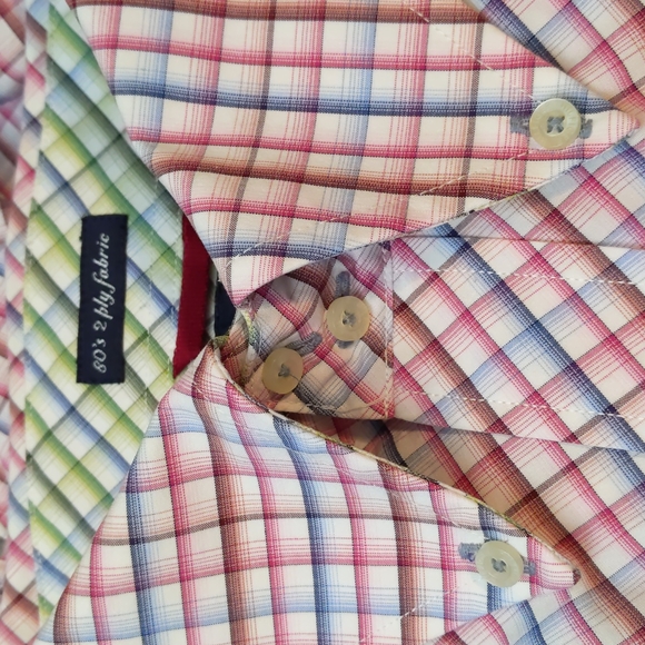 Tommy Hilfiger Button Up Short Sleeve 80's 2 Cotton Plaid Size XXL - Picture 8 of 15